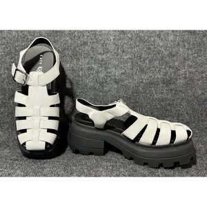 Katy Perry The Geli Combat Fisherman Platform Sandals White 7.5M - 90's Vibe!
